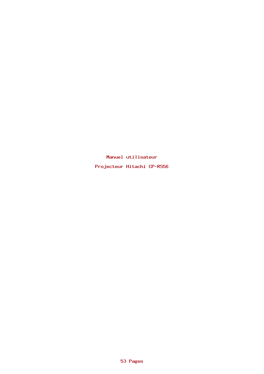 Page 1 de la notice Manuel utilisateur Hitachi CP-RS56