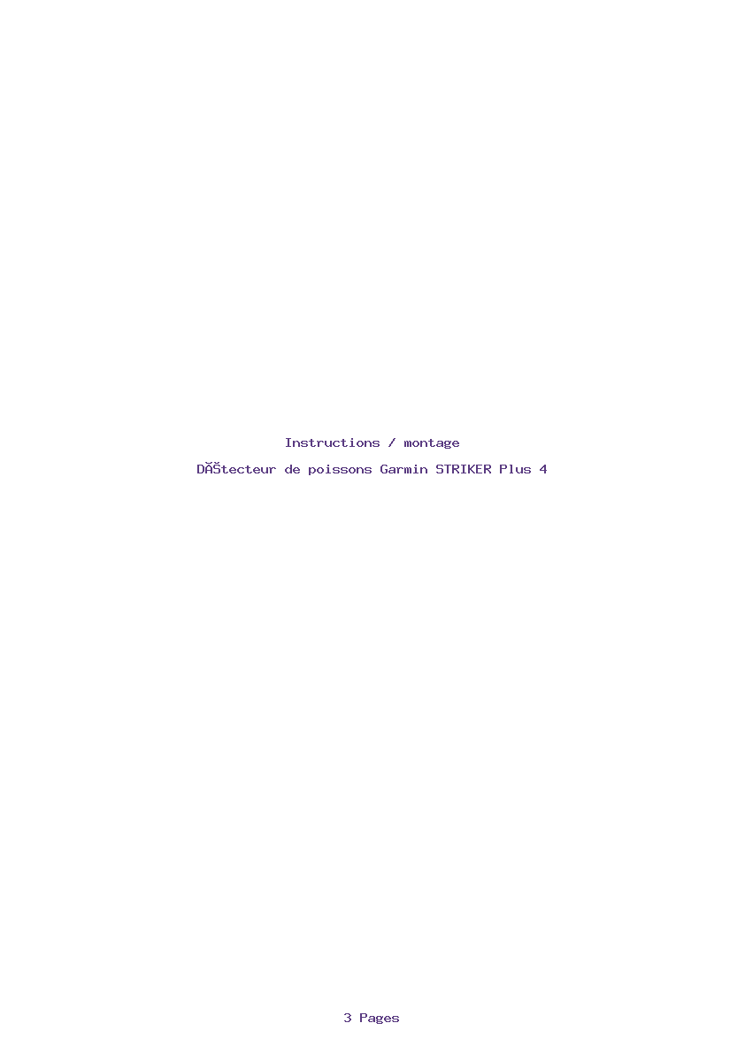 Page 1 de la notice Instructions / montage Garmin STRIKER Plus 4