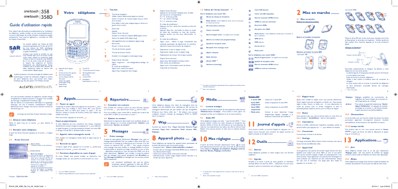 Page 1 de la notice Manuel utilisateur Alcatel One Touch 358