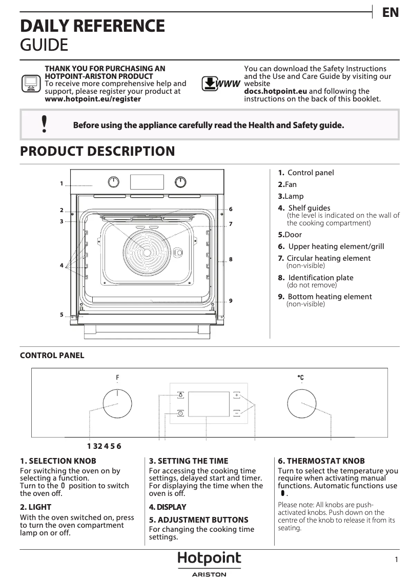 Página 1 del manual Manual de usuario Hotpoint FA2 844 JH IX HA