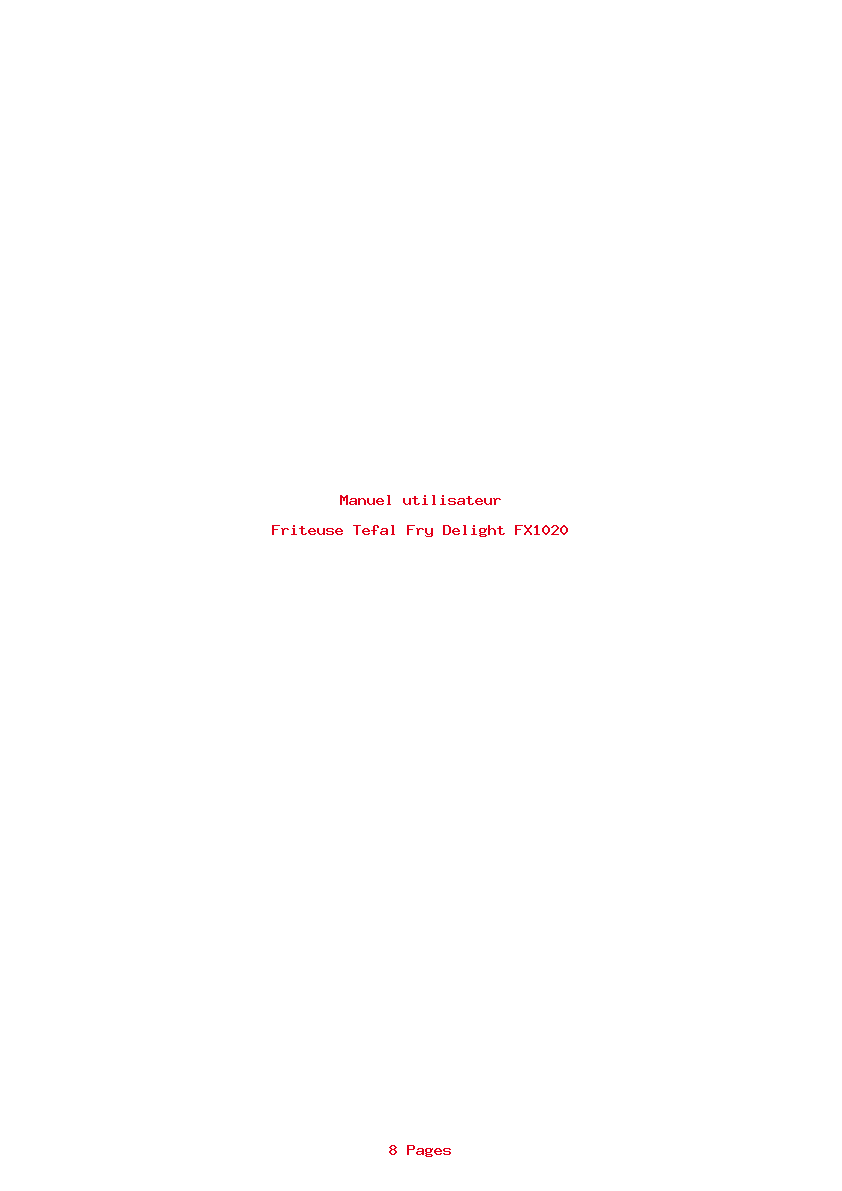Page 1 de la notice Manuel utilisateur Tefal Fry Delight FX1020