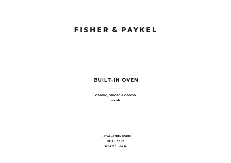 Página 1 del manual Guía de instalación Fisher & Paykel OB60SD9X1