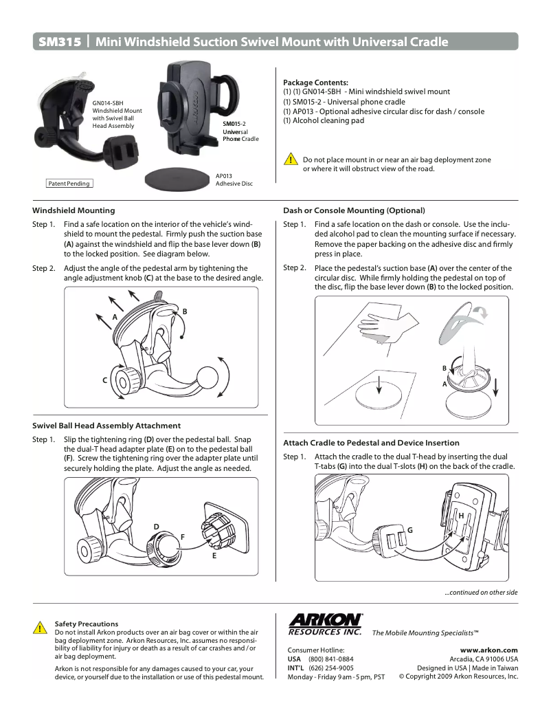 Página 1 del manual Manual de usuario Arkon SM315