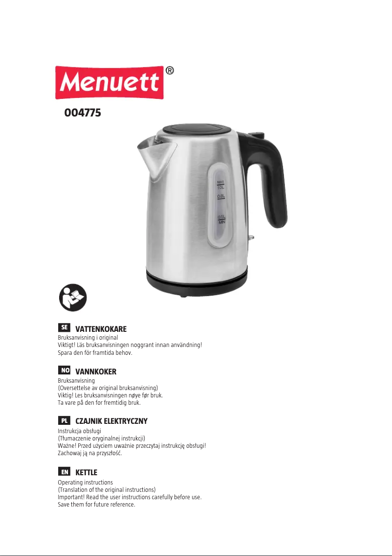 Page 1 de la notice Manuel utilisateur Menuett 004-775