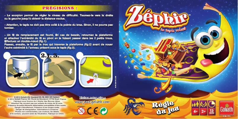 Page 1 de la notice Manuel utilisateur Goliath Zéphir Le Tapis Volant