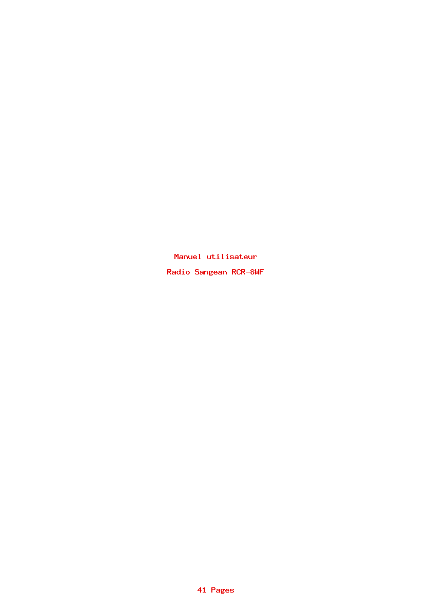Page 1 de la notice Manuel utilisateur Sangean RCR-8WF