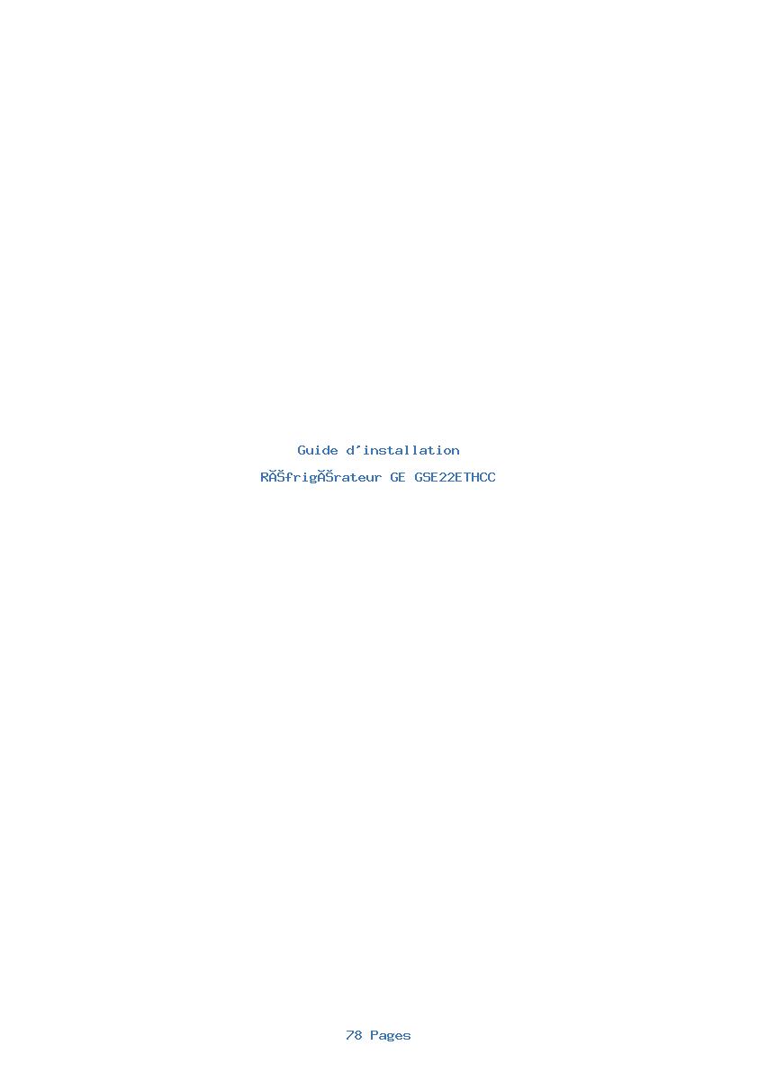 Page 1 de la notice Guide d'installation GE GSE22ETHCC