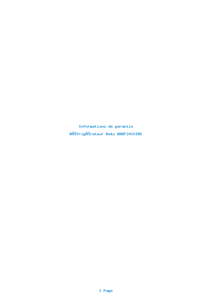 Image de la première page du manuel de l'appareil BBBF2410IM2