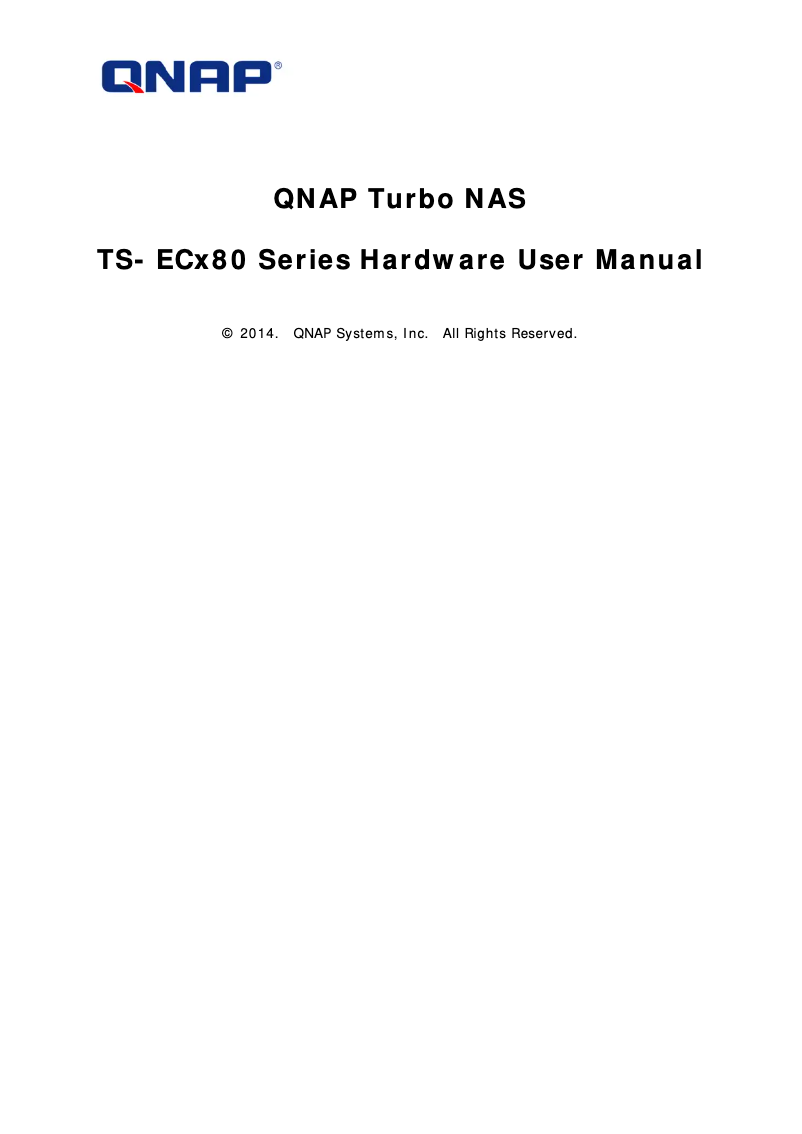 Page 1 de la notice Manuel utilisateur QNAP TVS-EC1080-E3-16G