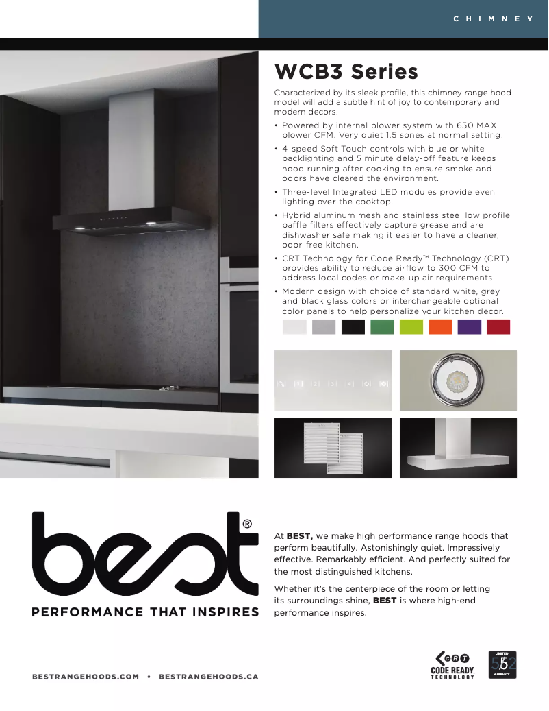 Page 1 de la notice Fiche technique Best WCB3I36SBB