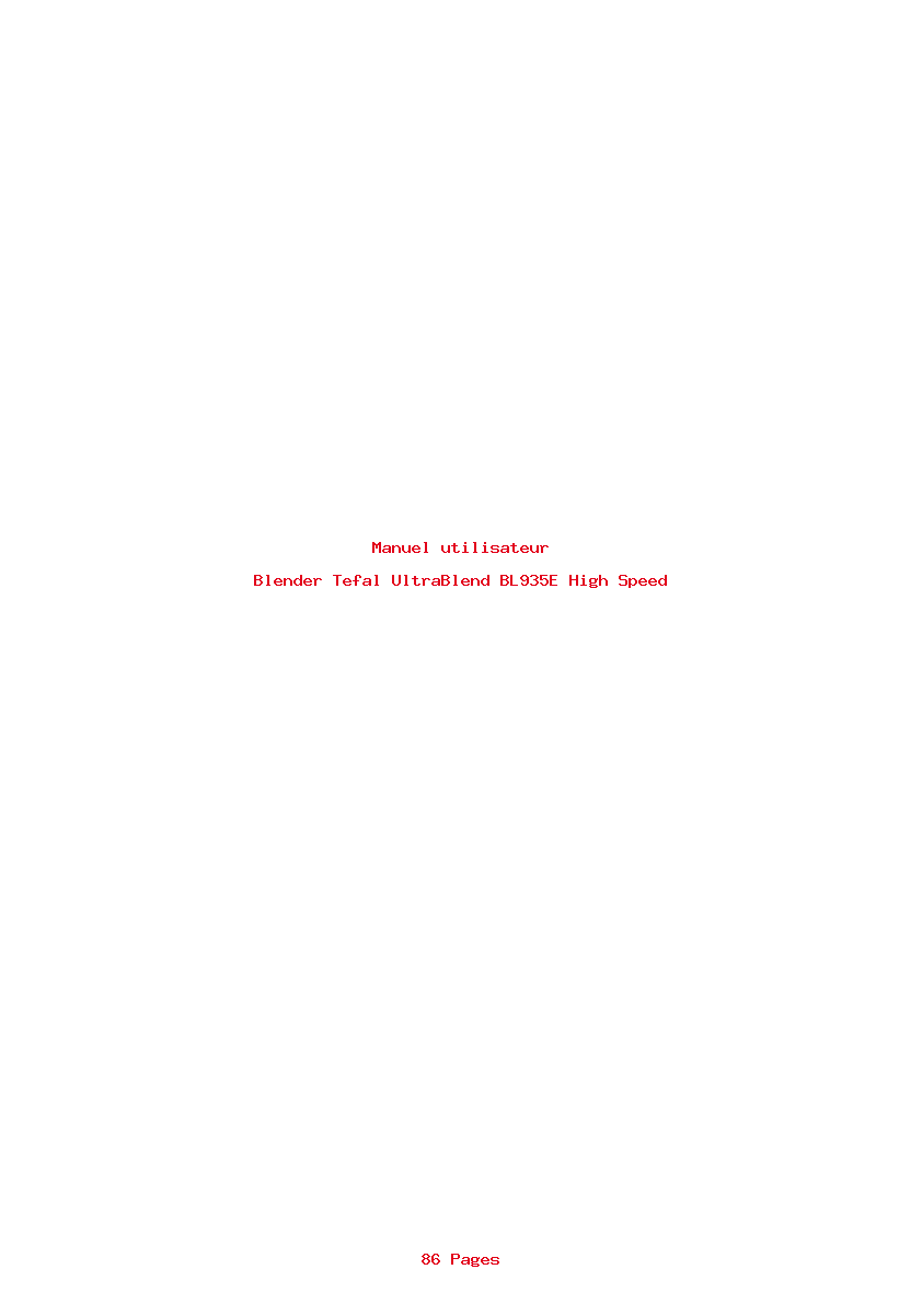 Page 1 de la notice Manuel utilisateur Tefal UltraBlend BL935E High Speed