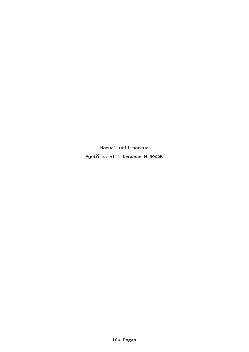Page 1 de la notice Manuel utilisateur Kenwood M-9000B