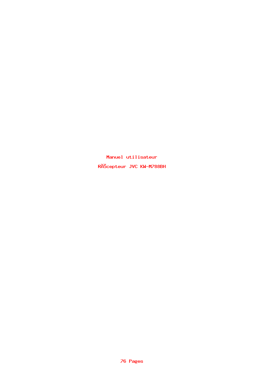 Page 1 de la notice Manuel utilisateur JVC KW-M788BH