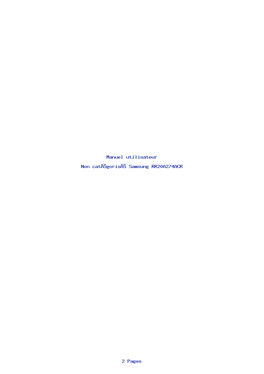 Page 1 de la notice Manuel utilisateur Samsung RR20A274ACR
