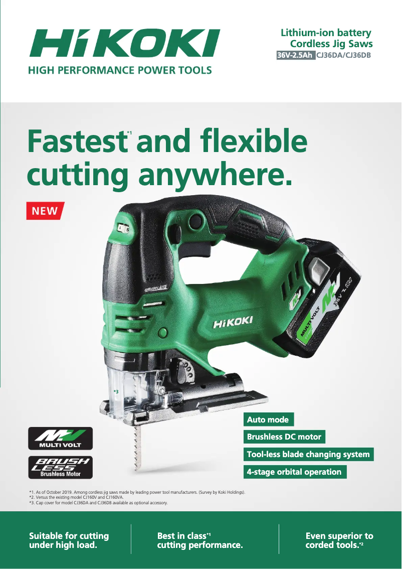Page 1 de la notice Brochure HiKOKI CJ36DB