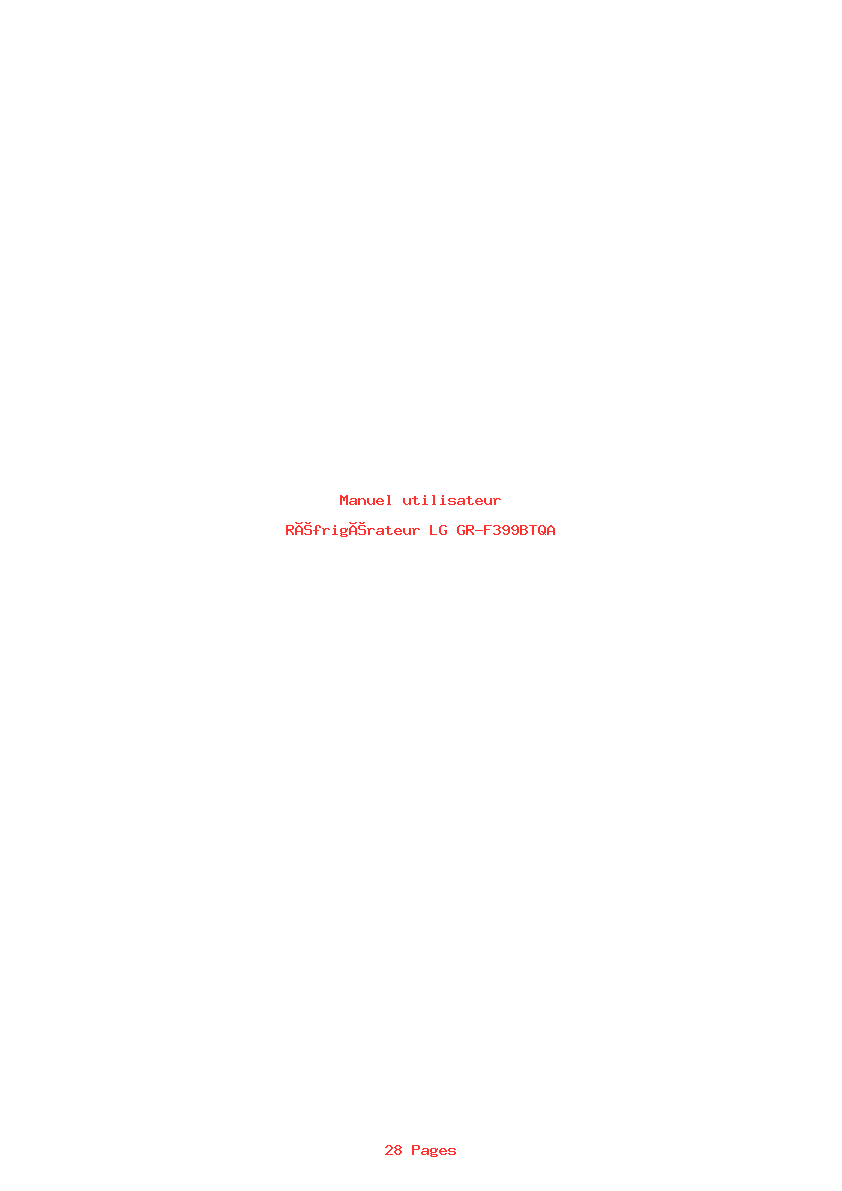 Page 1 de la notice Manuel utilisateur LG GR-F399BTQA