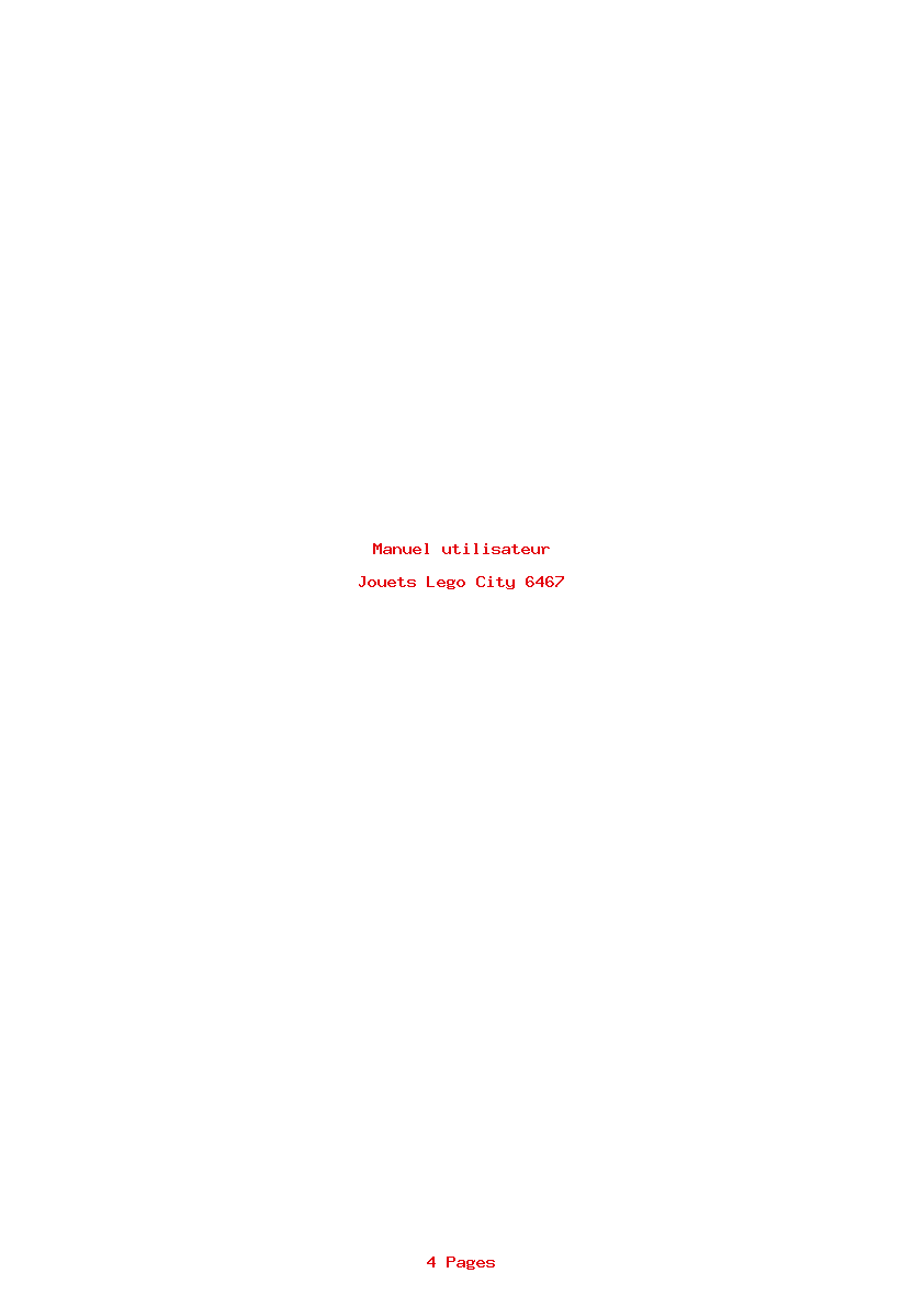 Page 1 de la notice Manuel utilisateur Lego City 6467