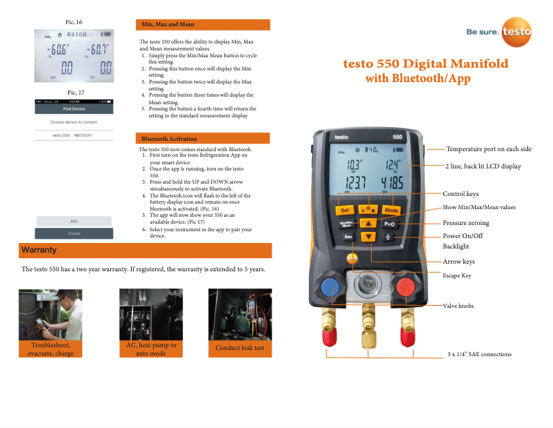 Page 1 de la notice Guide de démarrage rapide Testo 550