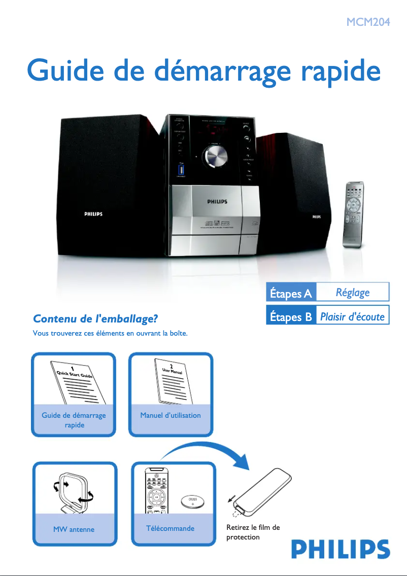 Page n°1 - Guide de démarrage rapide Philips MCM204