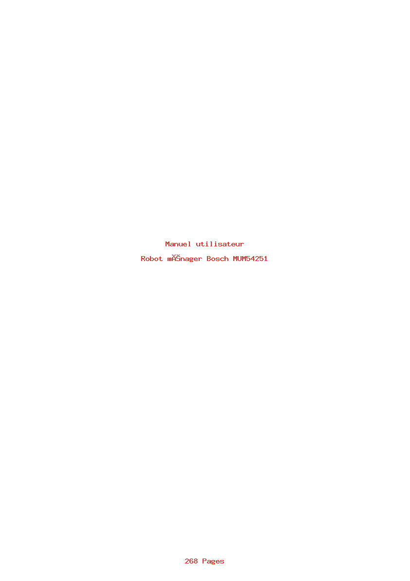Page 1 de la notice Manuel utilisateur Bosch MUM54251