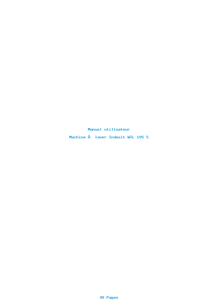 Page 1 de la notice Manuel utilisateur Indesit WIL 105 S