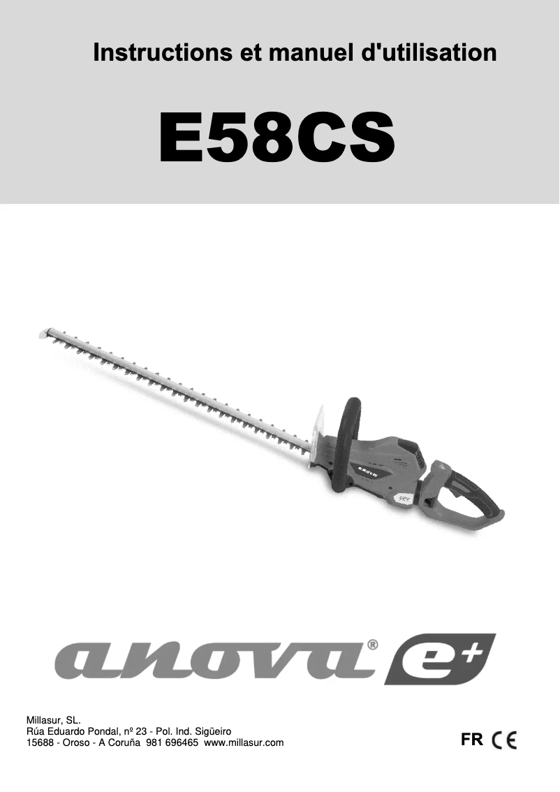 Page 1 de la notice Manuel utilisateur Anova E58CS