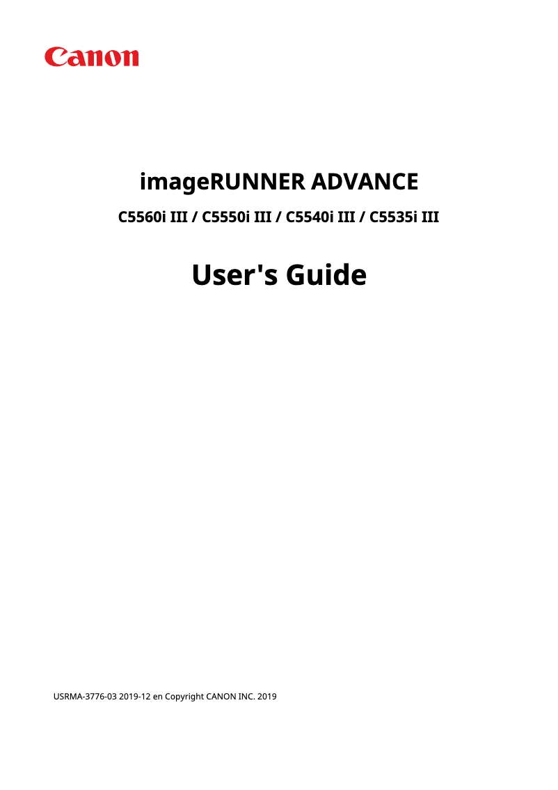 Page 1 de la notice Manuel utilisateur Canon imageRUNNER ADVANCE C5560i