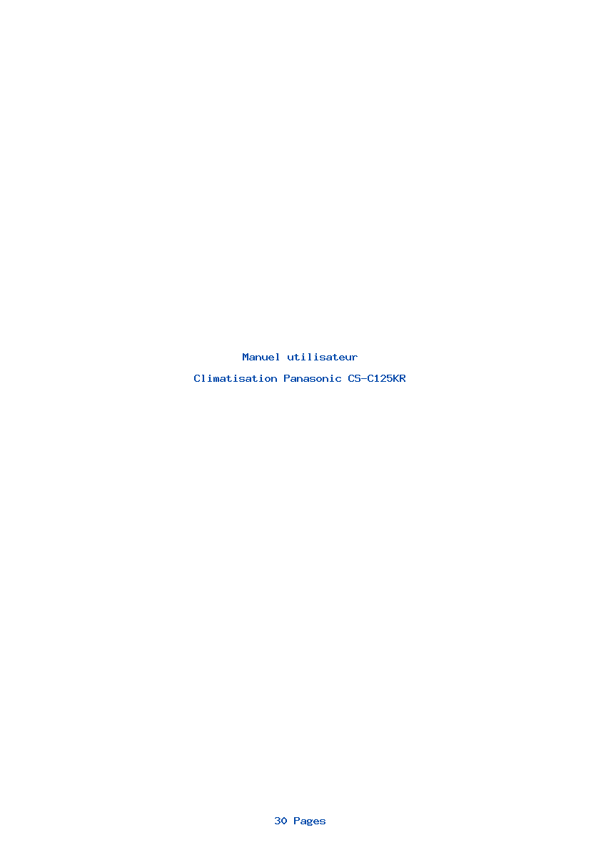 Page 1 de la notice Manuel utilisateur Panasonic CS-C125KR