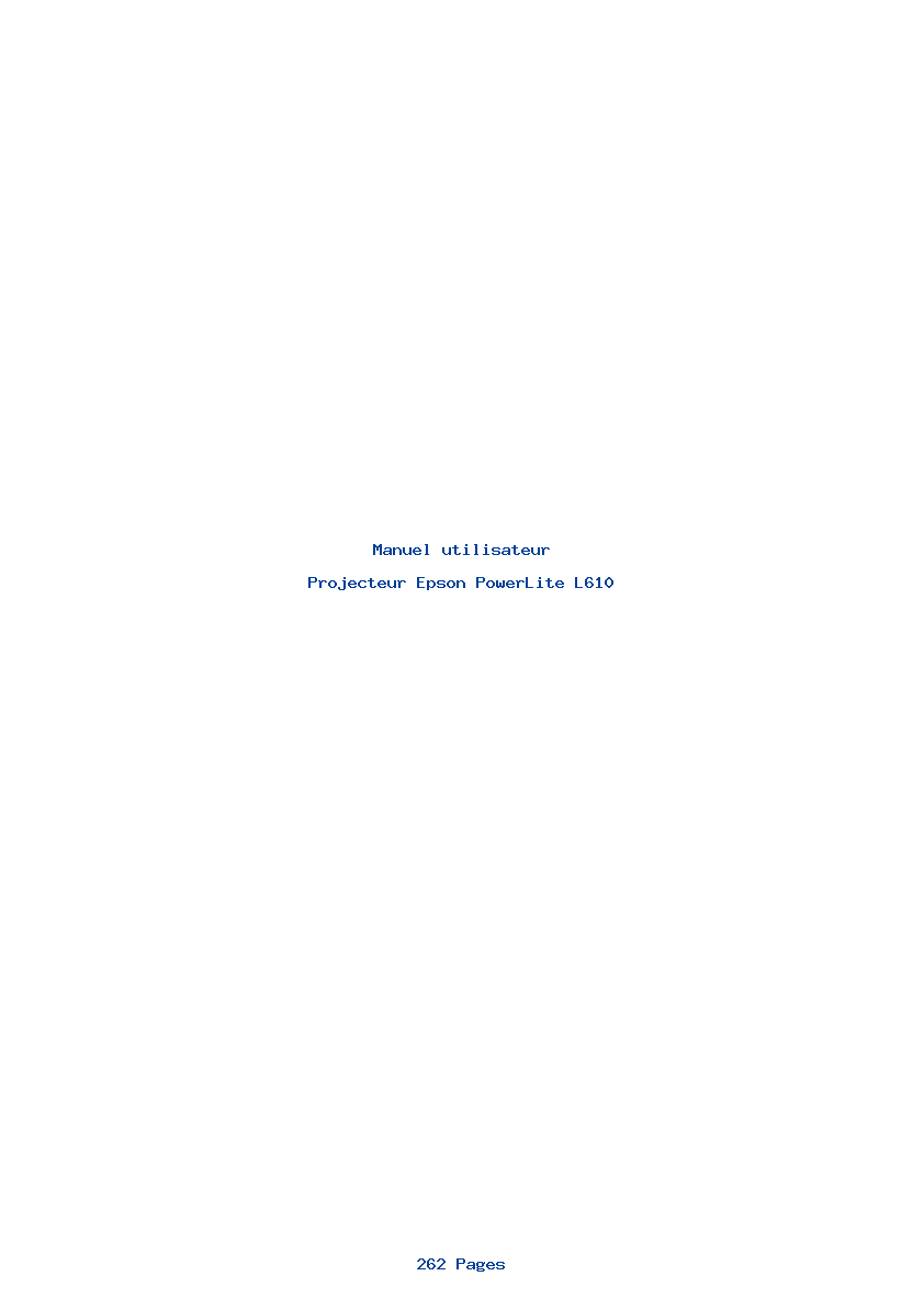 Page 1 de la notice Manuel utilisateur Epson PowerLite L610