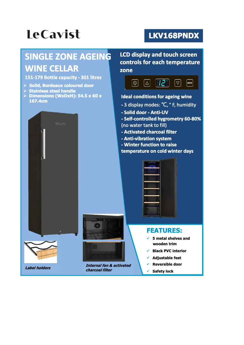 Page 1 de la notice Fiche technique LeCavist LKV168PNDX