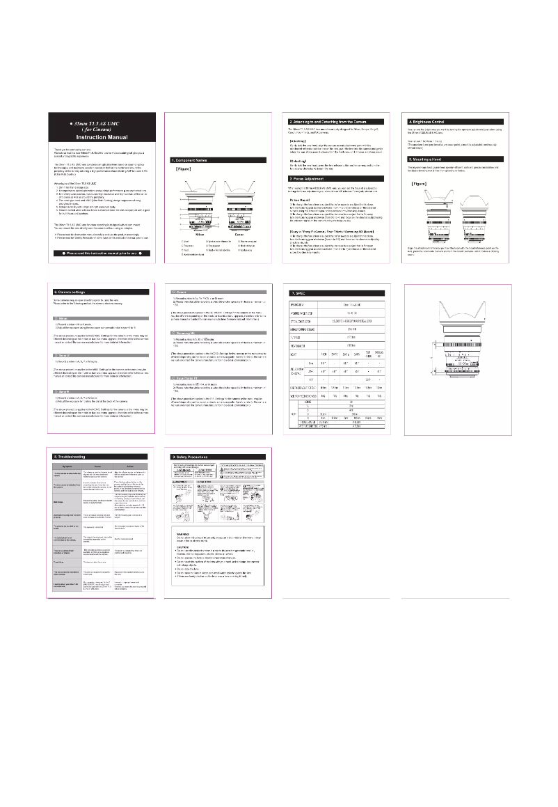 Página 1 del manual Manual de usuario Rokinon Cine DS DS35M-NEX