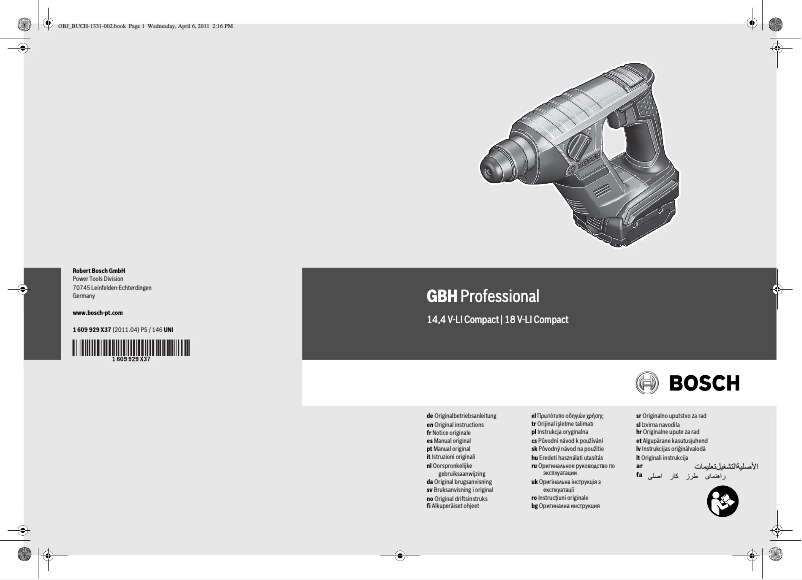 Page 1 of the manual User Manual Bosch GBH 14.4 V-LI Compact Professional