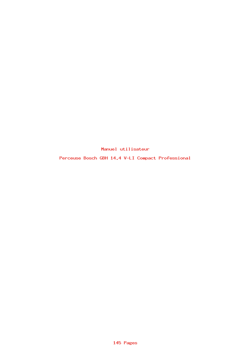 Page 1 de la notice Manuel utilisateur Bosch GBH 14.4 V-LI Compact Professional