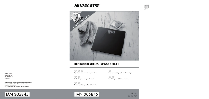 Page 1 of the manual User Manual SilverCrest SPWSD 180 A1