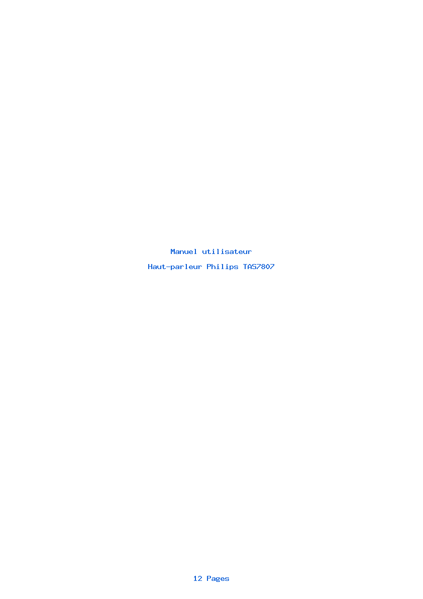 Page 1 de la notice Manuel utilisateur Philips TAS7807