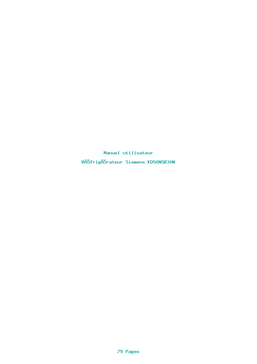 Page 1 de la notice Manuel utilisateur Siemens KD56NSB30N