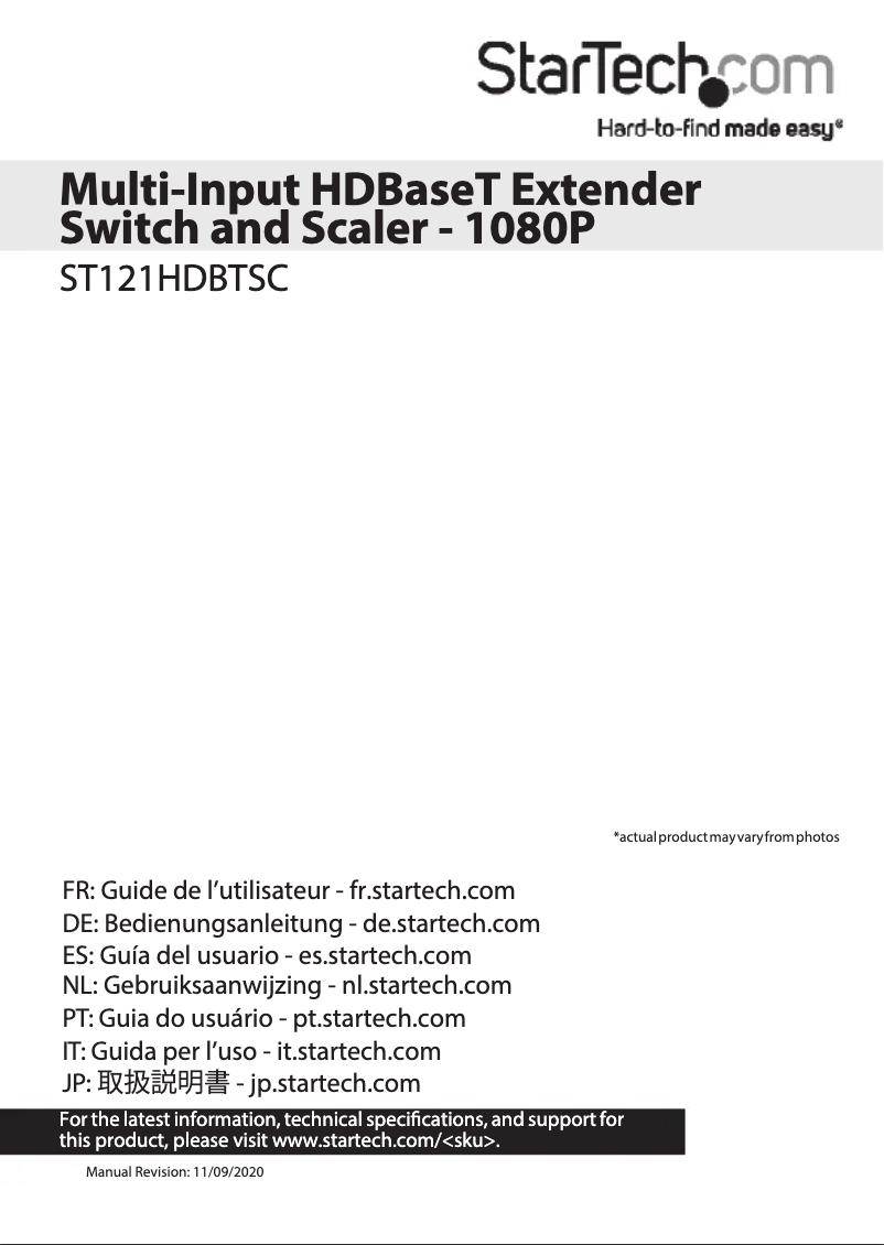Page 1 de la notice Manuel utilisateur StarTech.com ST121HDBTSC