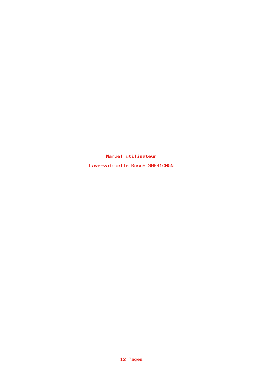Page 1 de la notice Manuel utilisateur Bosch SHE41CM5N