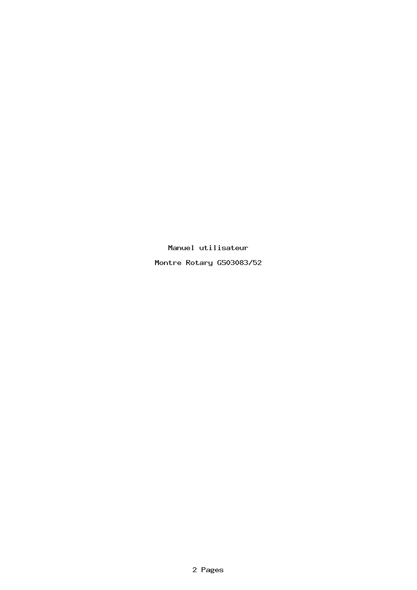 Page 1 de la notice Manuel utilisateur Rotary GS03083/52