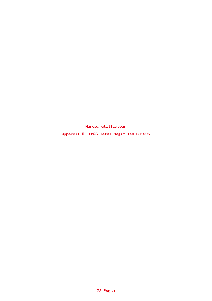 Page 1 de la notice Manuel utilisateur Tefal Magic Tea BJ1005
