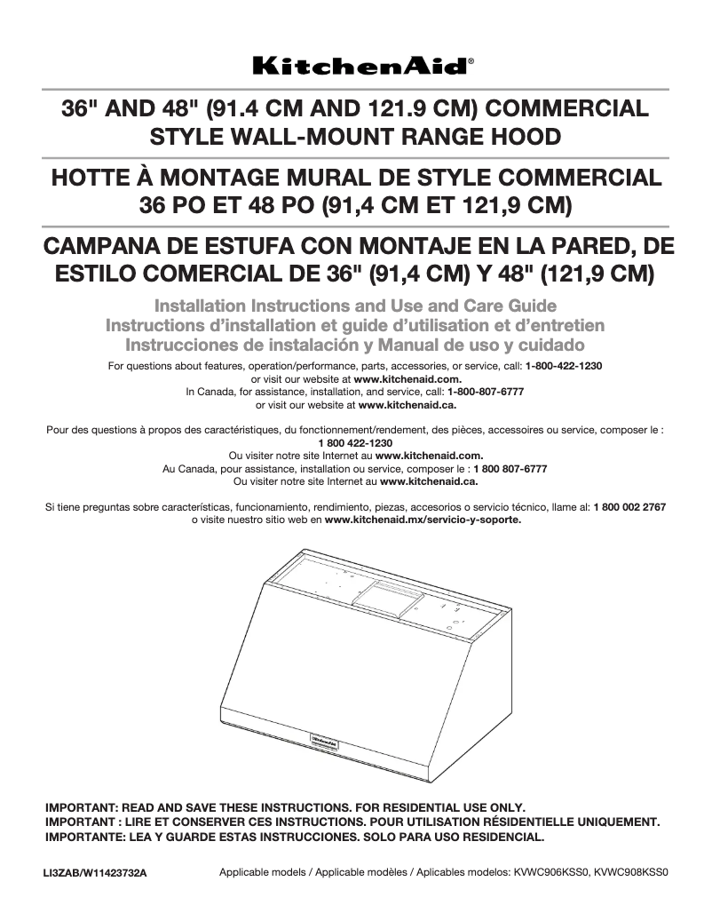 Page 1 of the manual User Manual KitchenAid KVWC908KSS