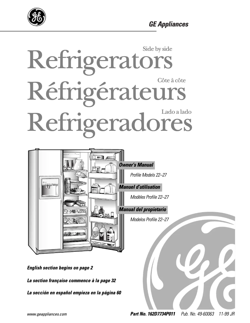 Página 1 del manual Manual de uso y mantenimiento GE Profile Performance TFB26PPDWW