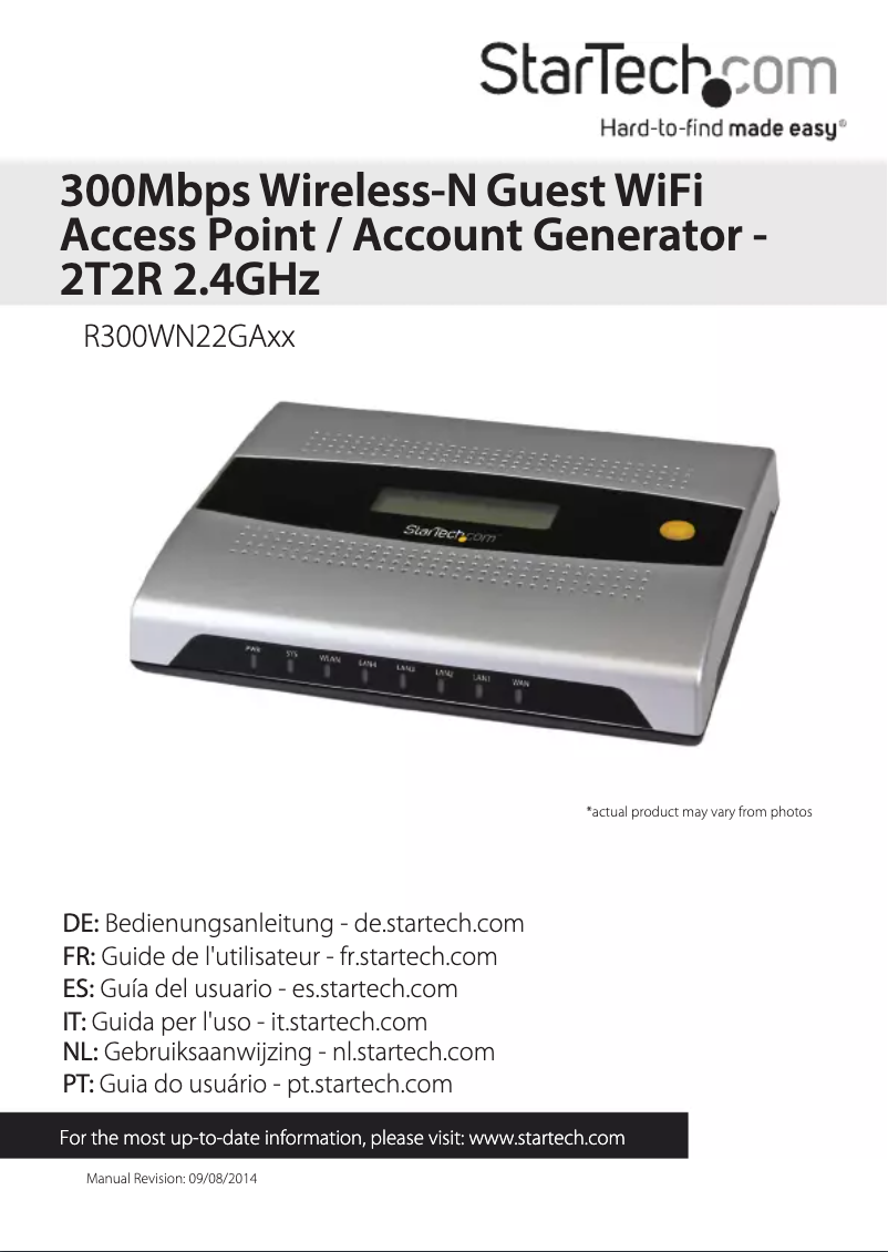 Page 1 de la notice Manuel utilisateur StarTech.com R300WN22GAEU