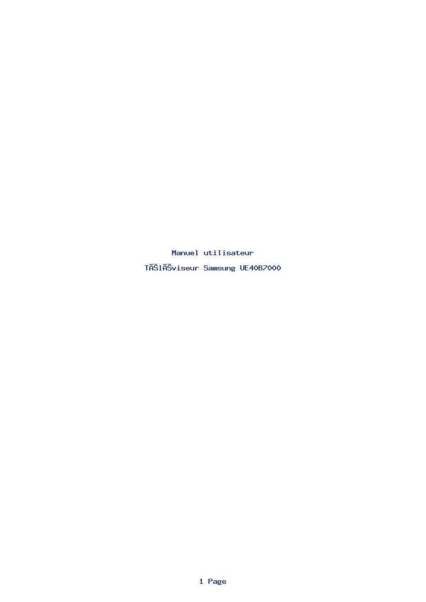 Page 1 de la notice Manuel utilisateur Samsung UE40B7000
