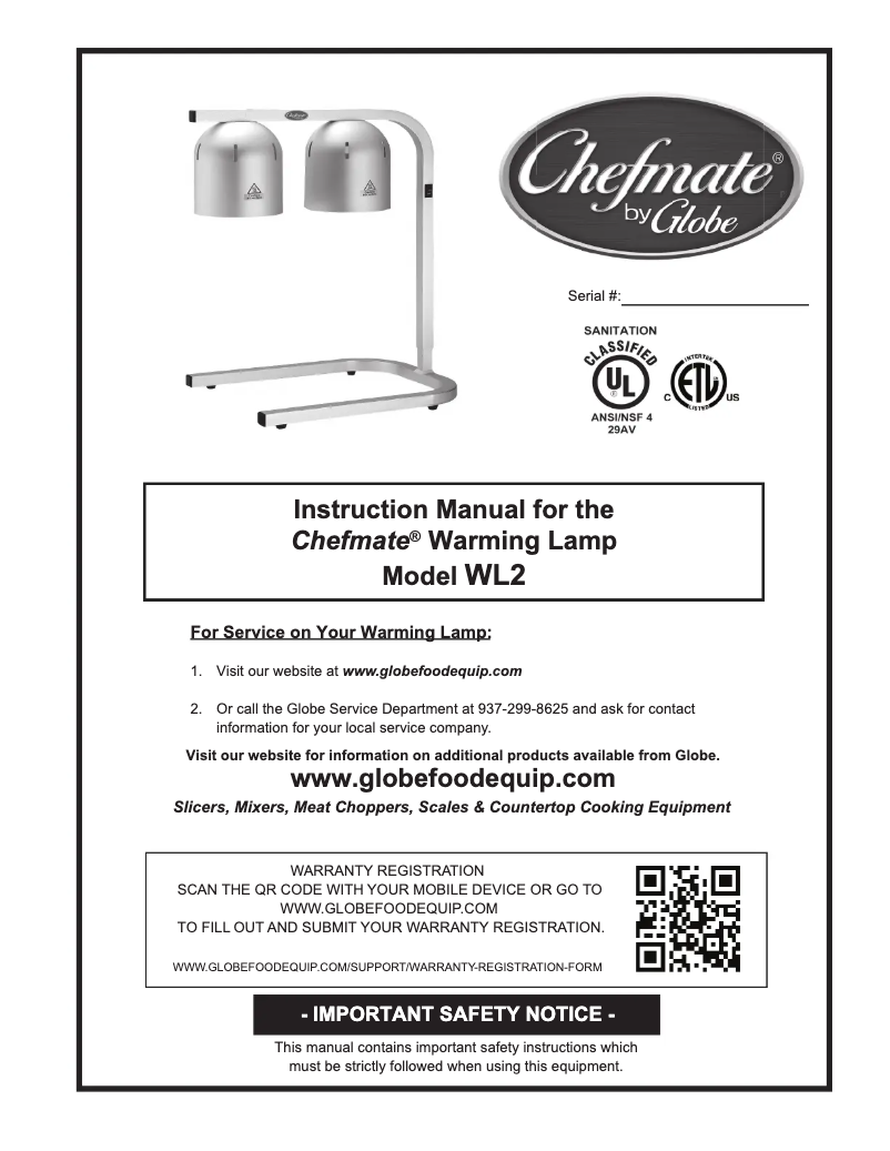 Page 1 de la notice Manuel utilisateur Globe WL2