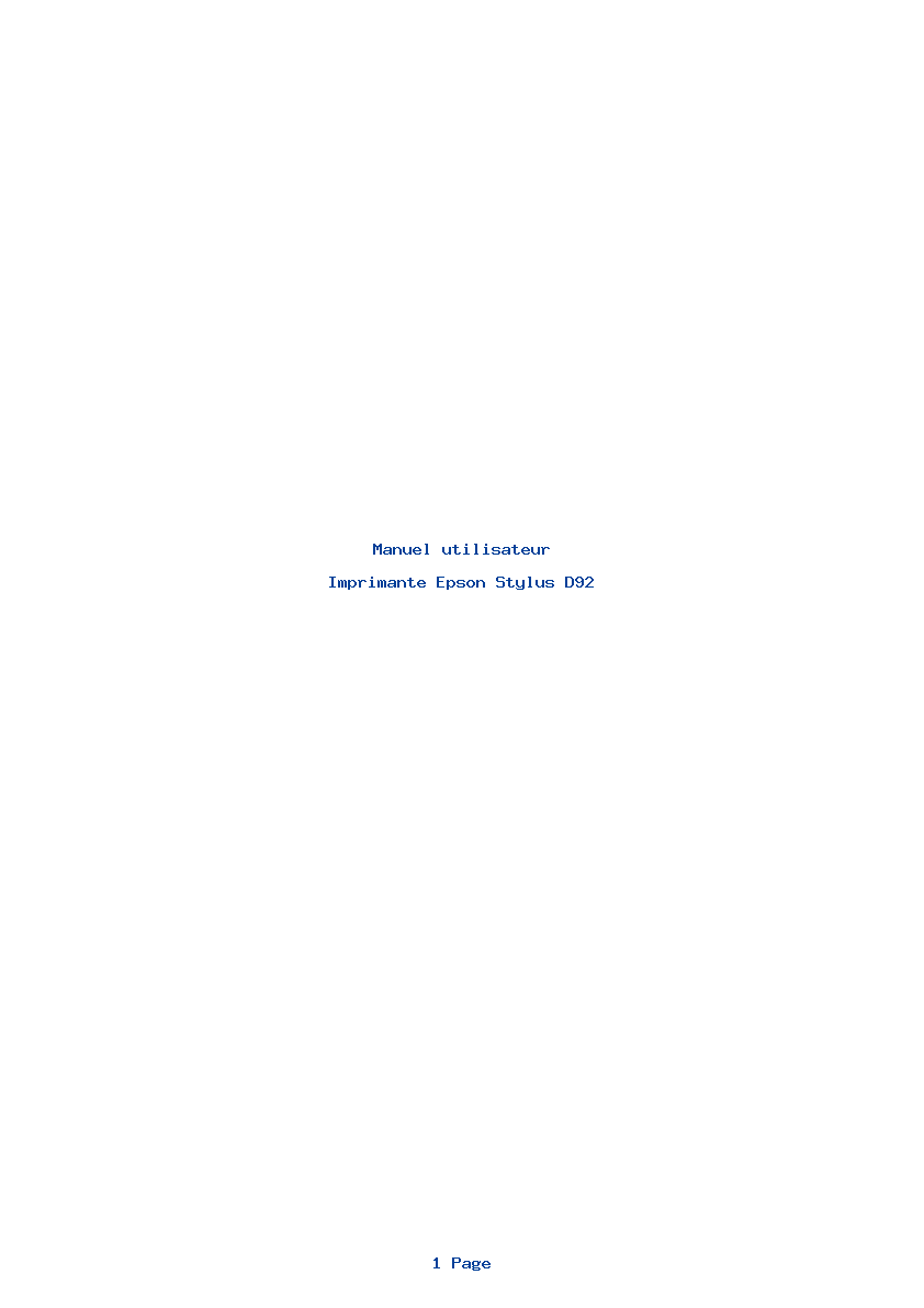 Page 1 de la notice Manuel utilisateur Epson Stylus D92