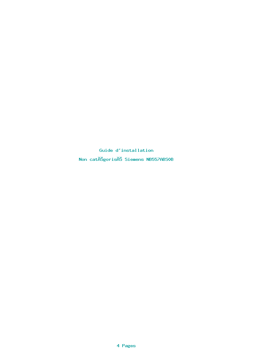 Page 1 de la notice Guide d'installation Siemens NB557ABS0B