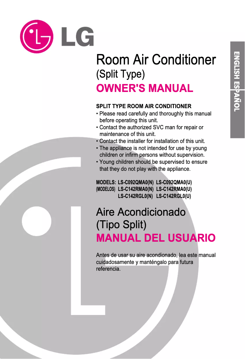 Page 1 de la notice Manuel utilisateur LG TS-C102LBA0