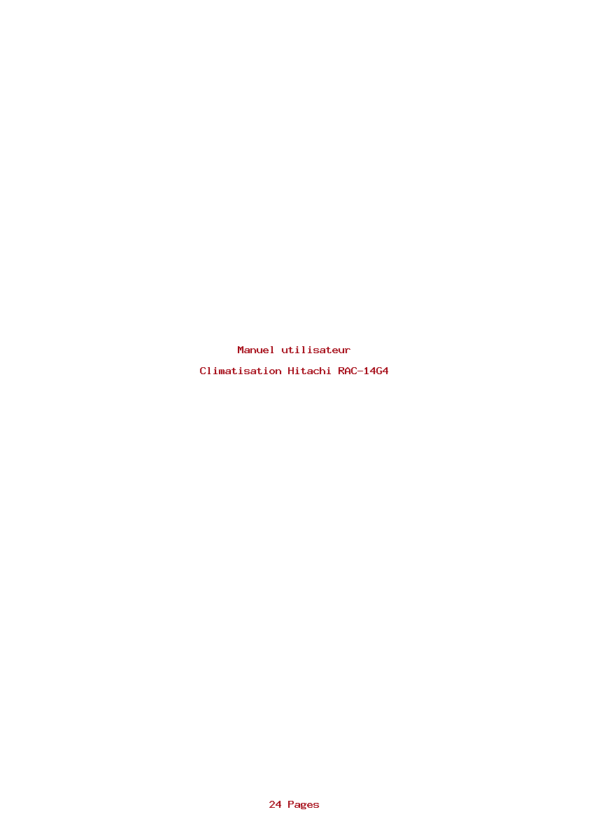 Page 1 de la notice Manuel utilisateur Hitachi RAC-14G4