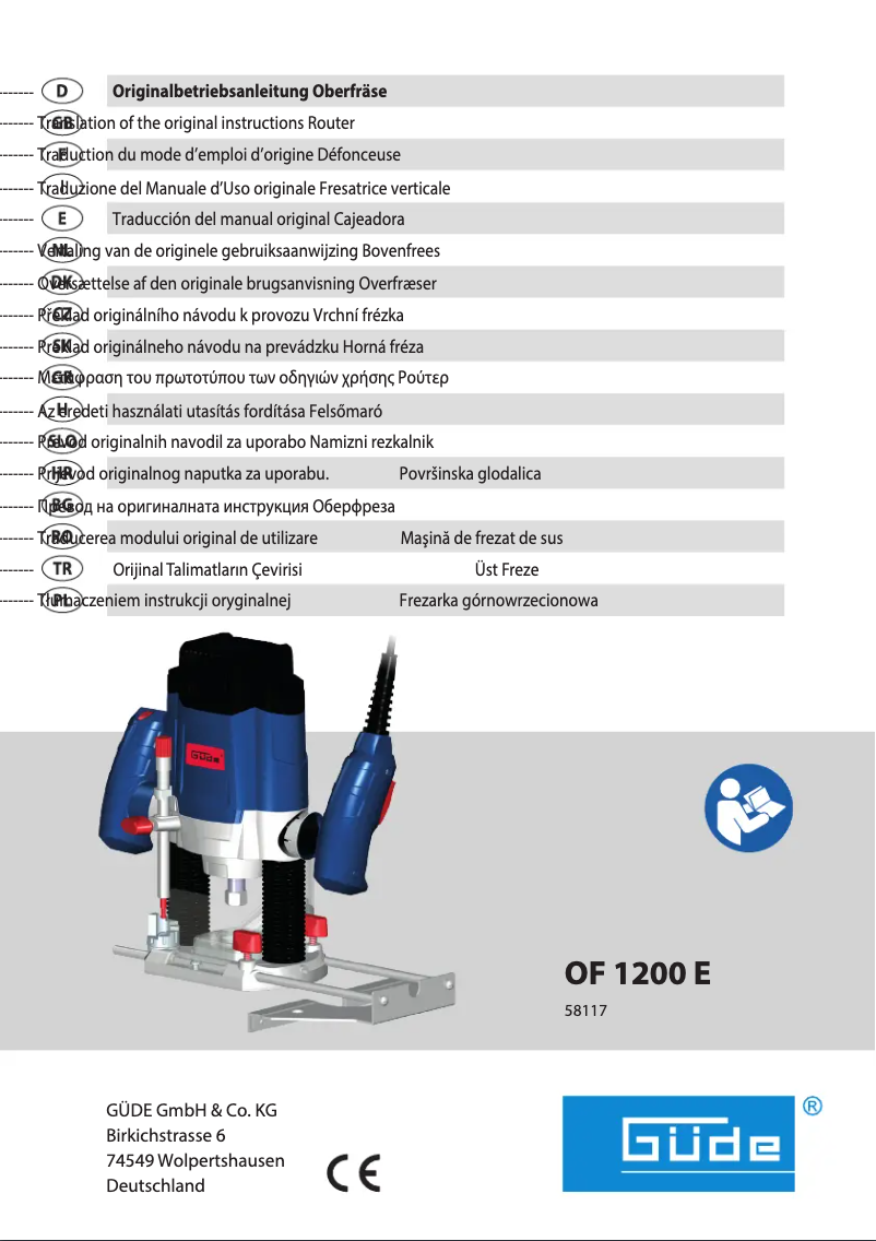Page 1 de la notice Manuel utilisateur Güde OF 1200 E